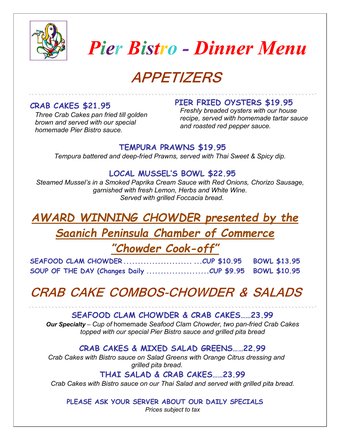 Dinner Appetizers menu preview