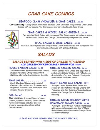 Lunch Crab Combos menu preview